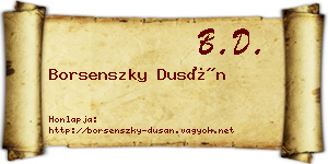 Borsenszky Dusán névjegykártya